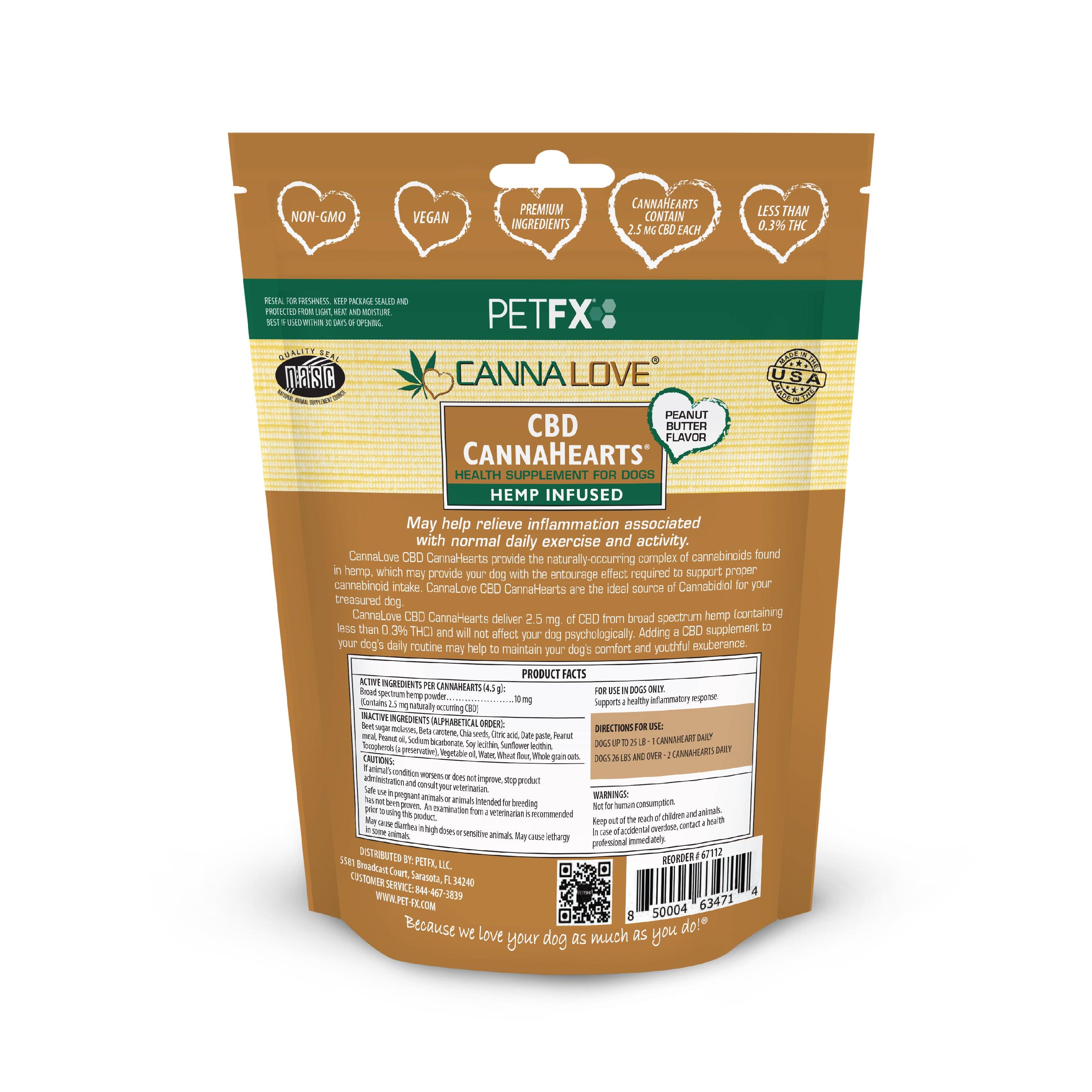 CBD CannaHearts® Peanut Butter Flavor - Pet-FX