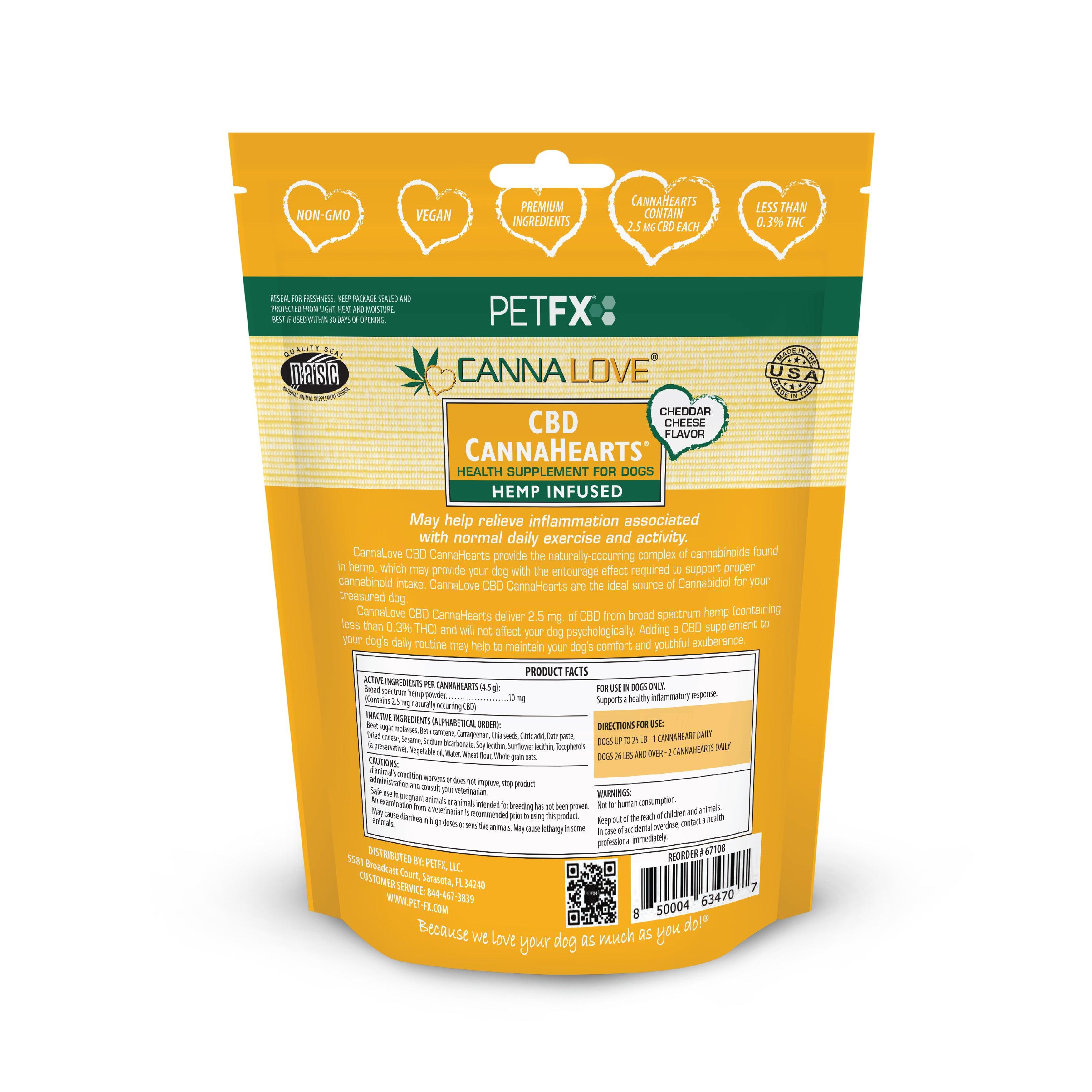 CBD CannaHearts® Cheddar Flavor - Pet-FX