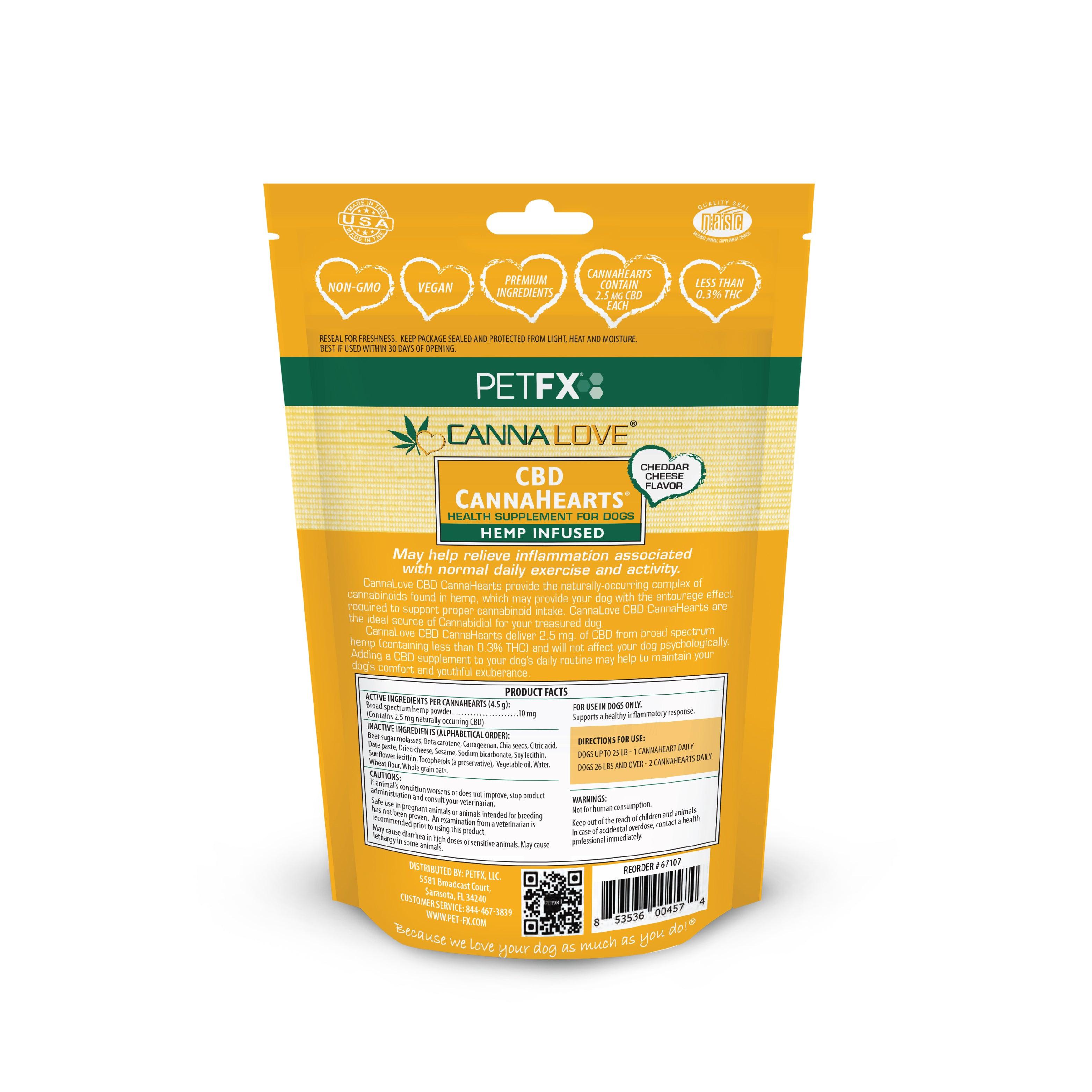 CBD CannaHearts® Cheddar Flavor - Pet-FX